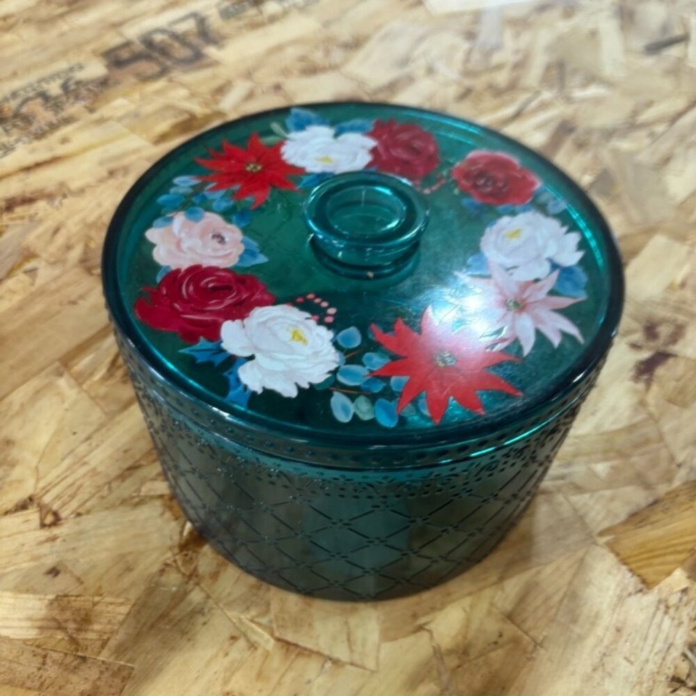 The Pioneer‎ Woman Teal Cookie Jar Floral Lid Christmas Holiday